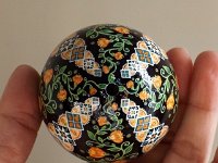 Peach Floral Ukrainian Easter Egg Pysanky By So Jeo : Pysanky pysanka ukrainian ukraine easter egg batik art shell floral flowers leaves vines stars diamonds blooms birds peach pink magenta blue purple green yellow gold sojeo